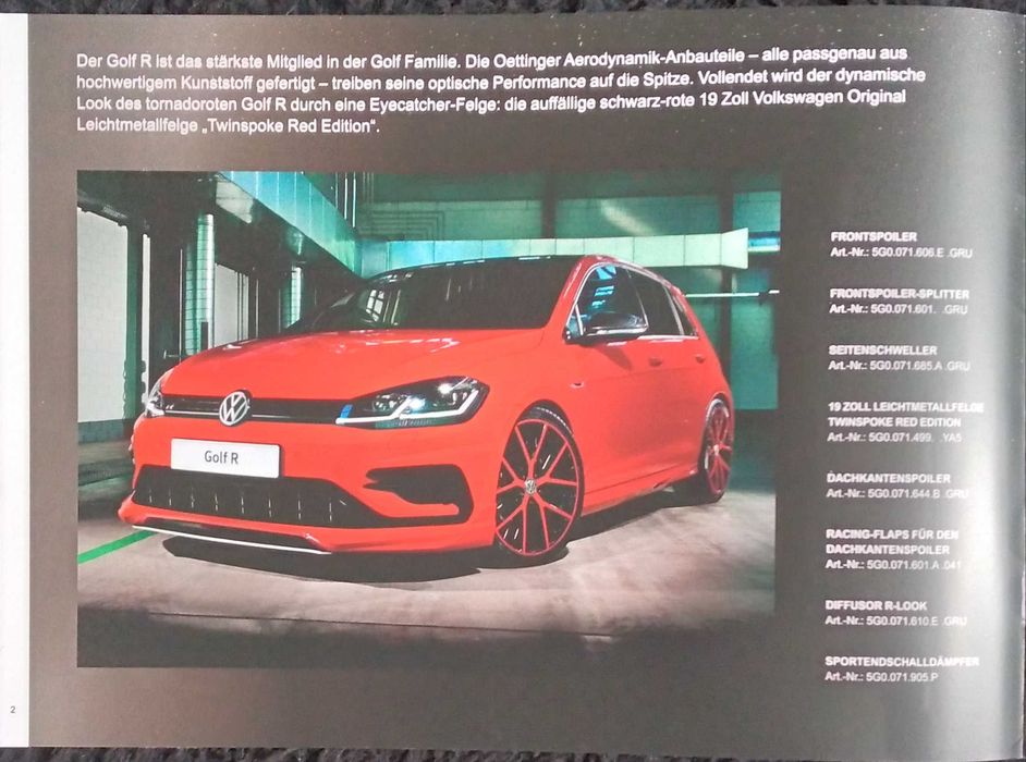 Prospekt Volkswagen Golf Oettinger rok 2018