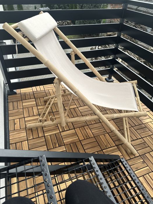 Leżak Boho beż bambus nowy