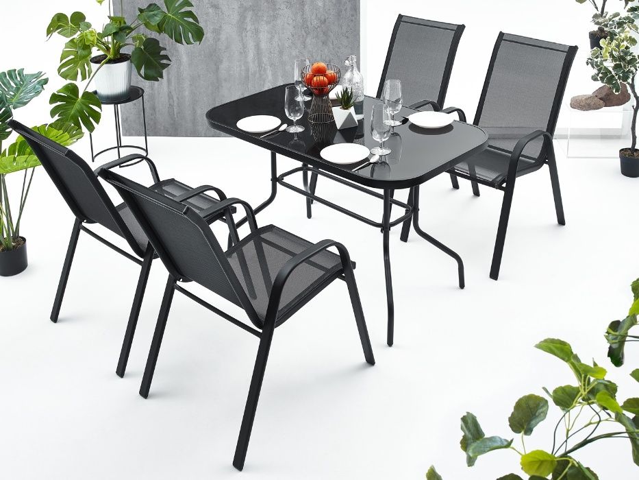 Meble ogrodowe zestaw stół 4+1 na taras balkon 70 cm x 120 cm x 73 cm