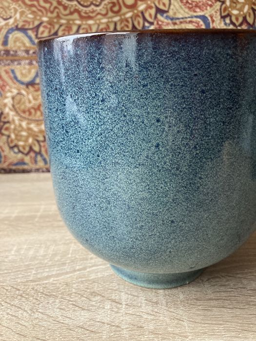 Donice/osłonki ceramiczne turkusowo/zielone wys.18 cm