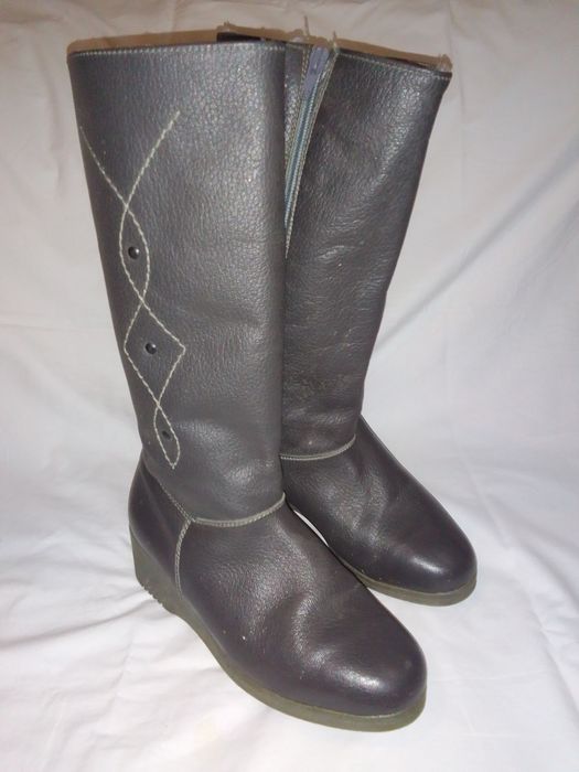 Зимние  сапоги из натуральной кожи  для женщин старшего возраста