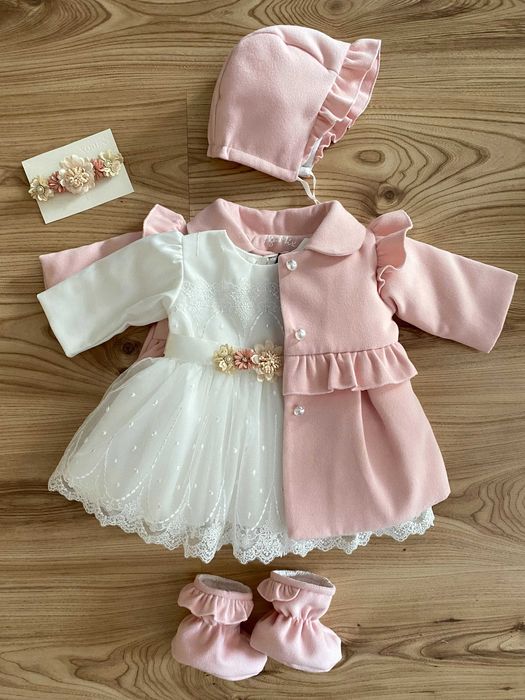 NOWY komplet/ zestaw do chrztu dla dziewczynki DUŻY / sukienka