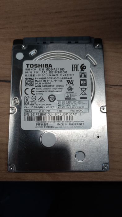 Dysk HDD 1TB 2.5" Toshiba SATA – sprawny