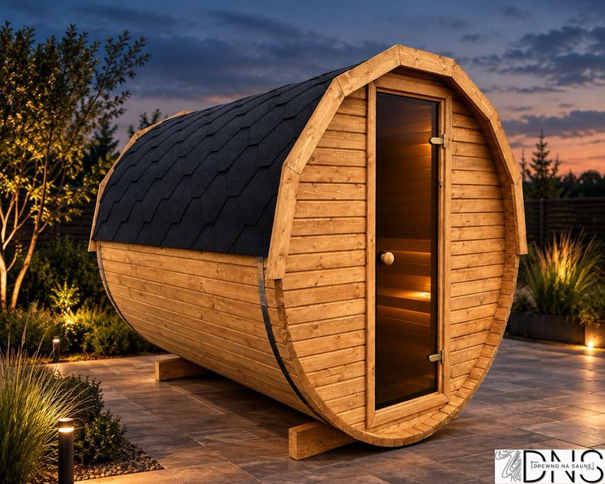 Sauna beczka ogrodowa do złożenia samodzielnego montażu drewno