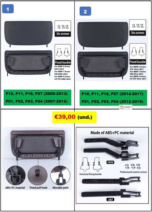 Puxador de porta interior esq ou drt BMW F10 F11 F18