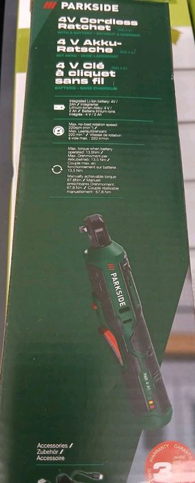 Акумуляторана трещотка 4В Parkside PAR 4 A1 тріскачка,гайков