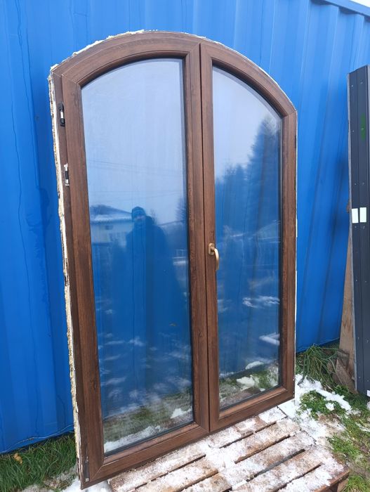 Okno 150x227 3szt tarasowe drzwi balkonowe plastikowe orzech