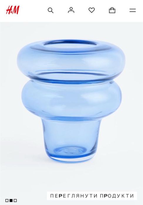 Синя скляна ваза Н&М