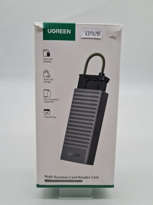 Czytnik kart pamięci Ugreen 2w1 z organizerem - szary