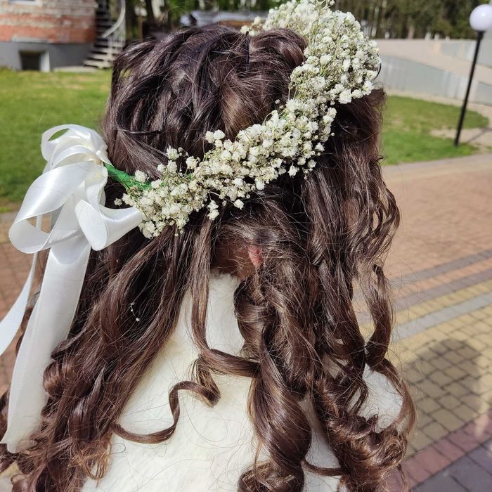 Вінок на причастя.Вінок із живої гіпсофіли.Весільний вінок з гіпсофіли