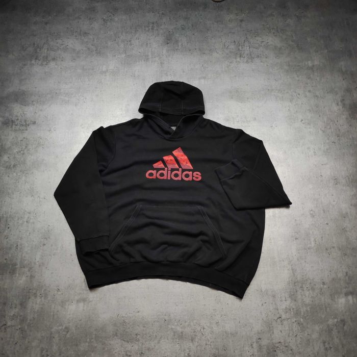 MĘSKA Bluza 3XL Duża z Kapturem Bawełna Duże Logo Adidas Czarna