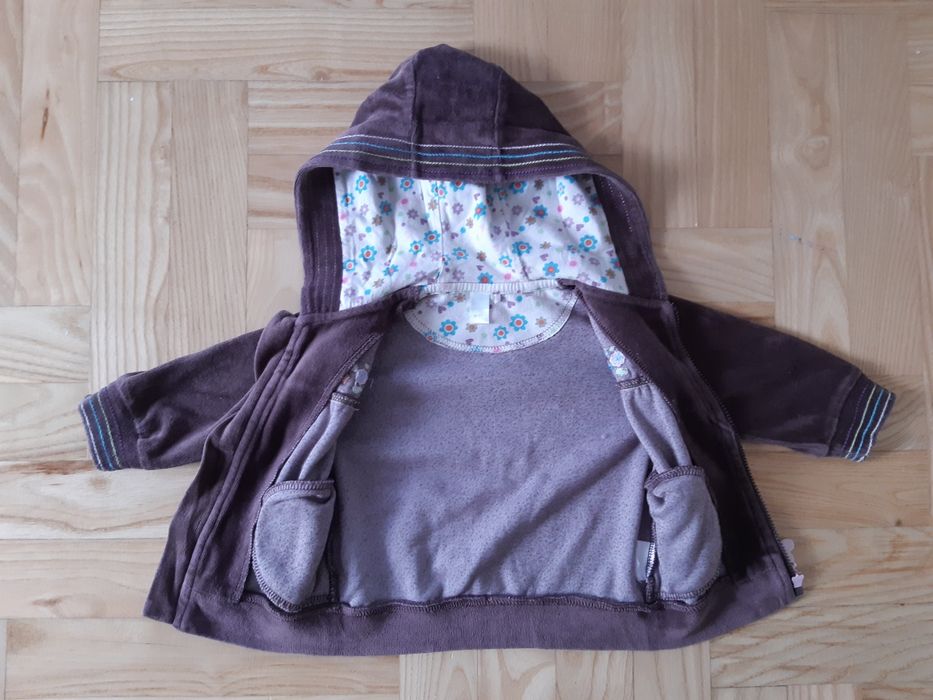 Komplet dresowy dla dziewczynki, rozm. 68, bluza na zamek i spodnie