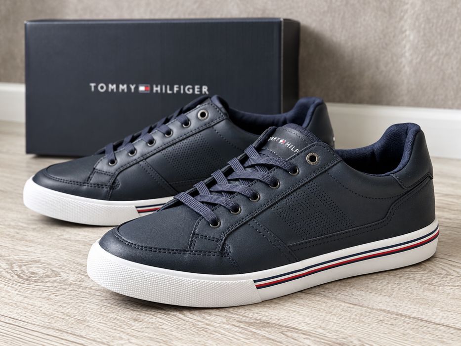 Оригінал Tommy Hilfiger чоловічі кросівки кеди натуральна шкіра темно-сині 43 28 см Core Corporate Томмі Хілфігер