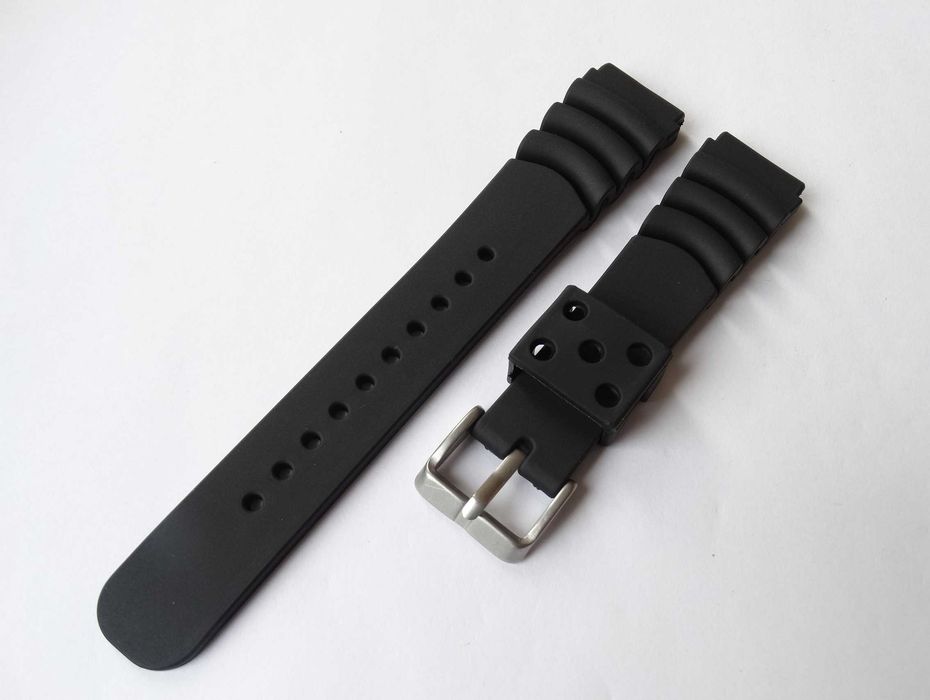 Czarny pasek silikonowy 18mm 20mm 22mm do zegarka Seiko Citizen Orient