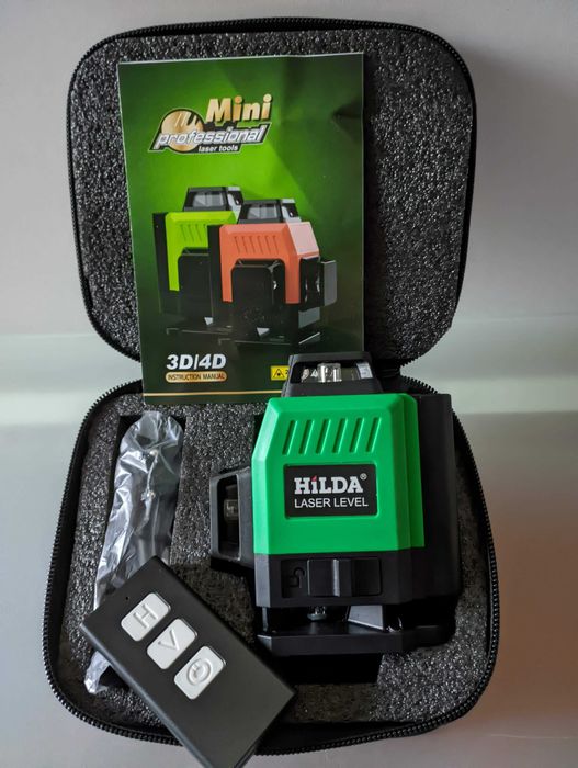 Лазерный уровень нивелир Hilda 4D 16 л.360° пульт сумка: 1 499 грн
