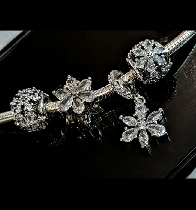 Pandora квітка шарм підвіска Блискучій Гербарій