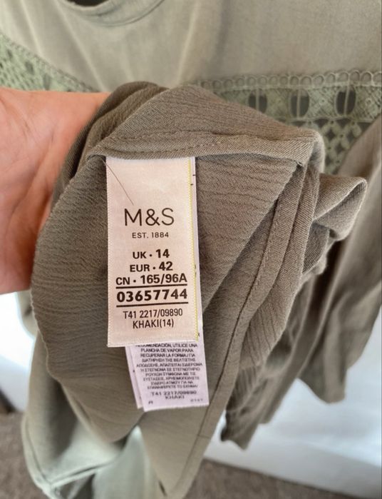 M&S luźna bluzka koszula khaki vintage retro  42 xl