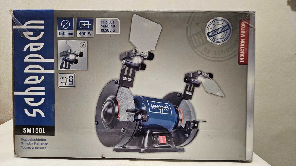 Szlifierka stołowa Scheppach SM150L 400W 150mm LED – NOWA