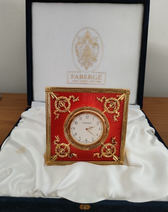FABERGE Imperial collection 24K Gold Plated Red ENAMEL DESK