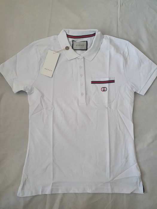 NOWA damska koszulka polo Gucci tshirt GG z kołnierzem XL 42 biała