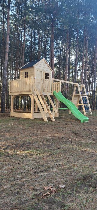Domek dla dzieci Plac zabaw Huśtawka Zjeżdżalnia Domek