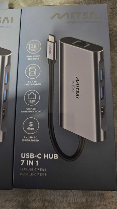 Hub 7 em 1 MITSAI Usb-C RJ45 + HDMI - NOVO | SELADO