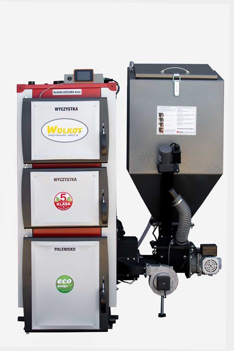 Kocioł piec 15kW pellet drewno ekogroszek węgiel 5klasa WOLKOT kotły
