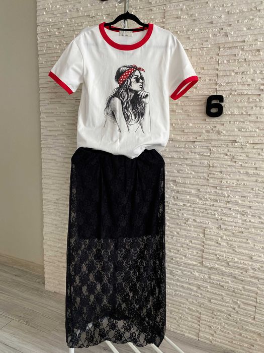 Rezerwacja Project Runway Lemonada spódnica  koronka  maxi na gumie