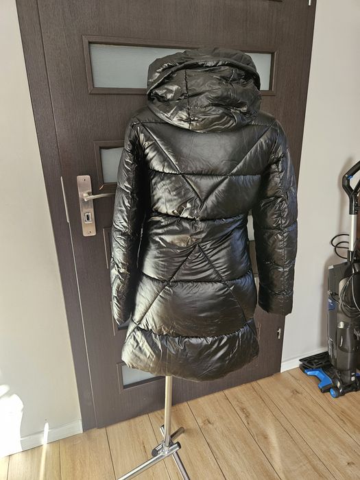 Kurtka zimowa.eco skóra plaszcz czarny s