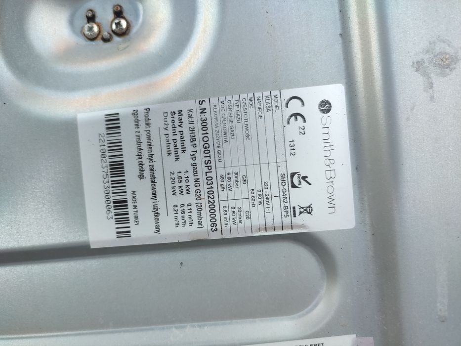 Kuchenka gazowa do zabudowy