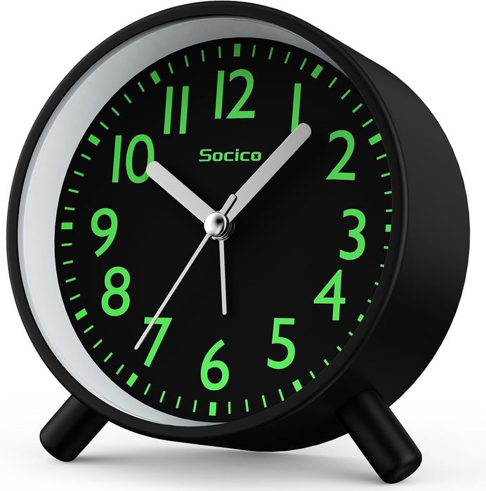 Аналоговый безшумний  + будильник SOCICO, круглый ретро-металлический