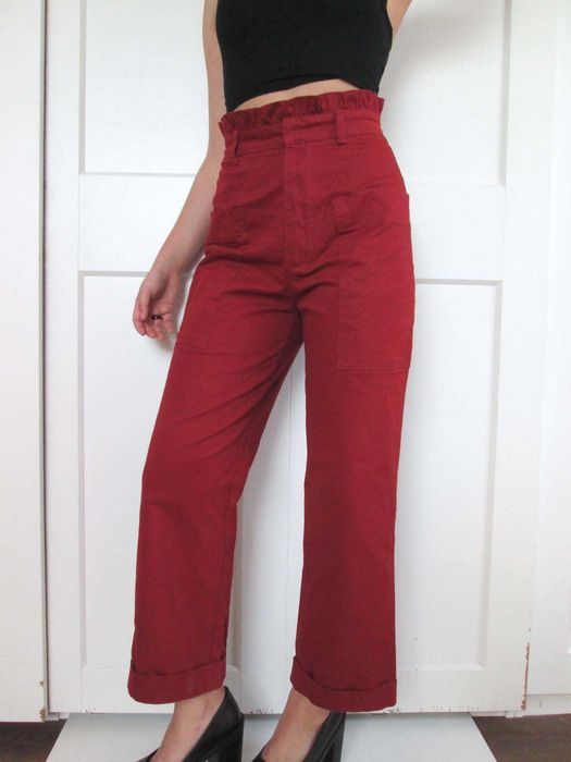 Zara spodnie wysoki stan falbanka 7/8 XS NOWE