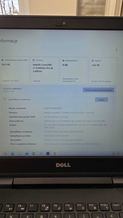 Laptop Dell inspiron 7566 i7