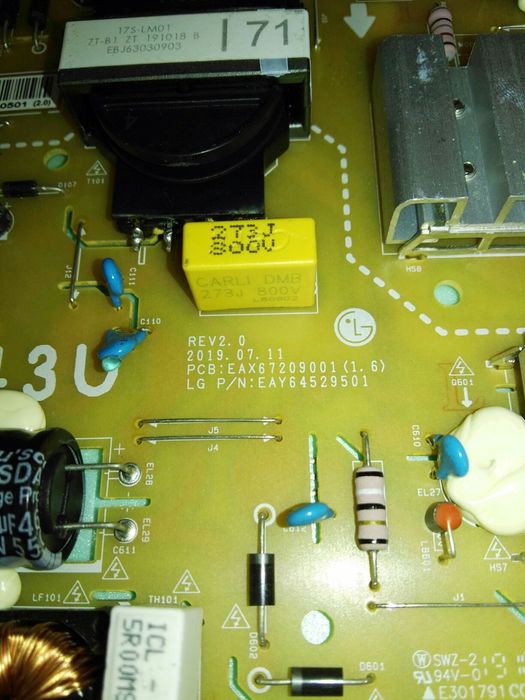 Fonte de alimentação LG lgp43dj-17u1  eax6 7 2 0 9 0 0 1