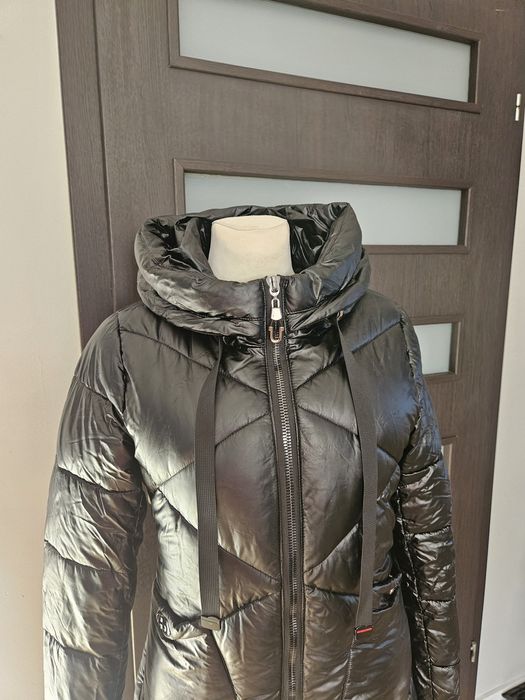 Kurtka zimowa.eco skóra plaszcz czarny s