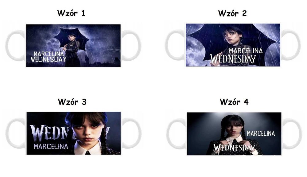 Kubek Wednesday + imię, różne wzory