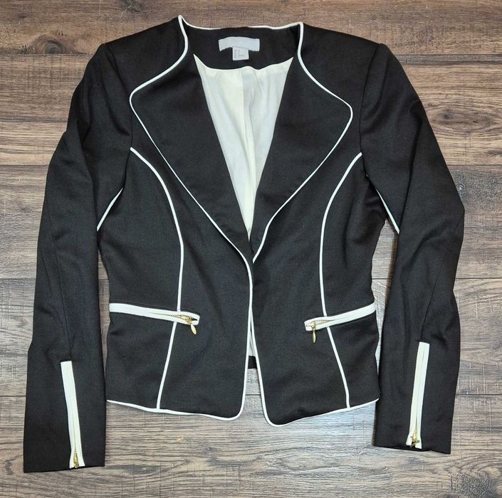 marynarka nr 4 żakiet czarna h&m S lamówki G 04