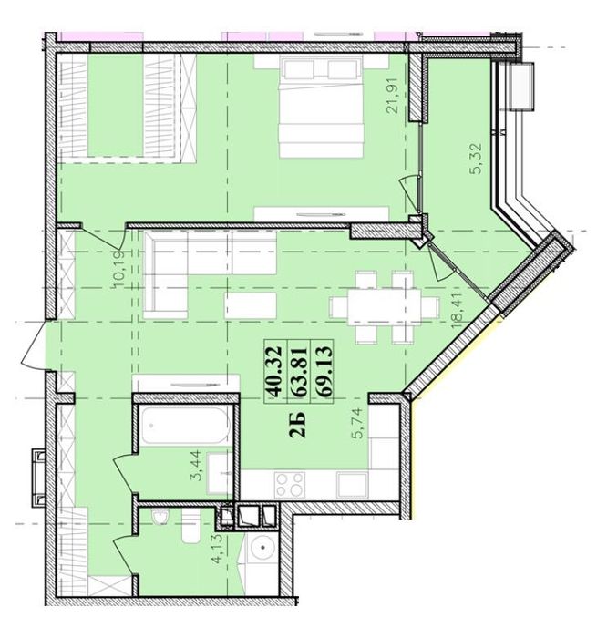 2-rooms apartment apartment by the address st. Kitoboynaya (area 70 m²) - Atlanta.ua - photo 8