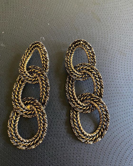 Kolczyki h&m vintage stare złoto sztywne wiszące