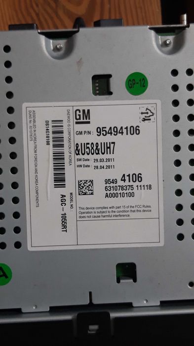 Radio CHEVROLET AVEO III T300 . 5 Drzwi  wersja EU + ramka