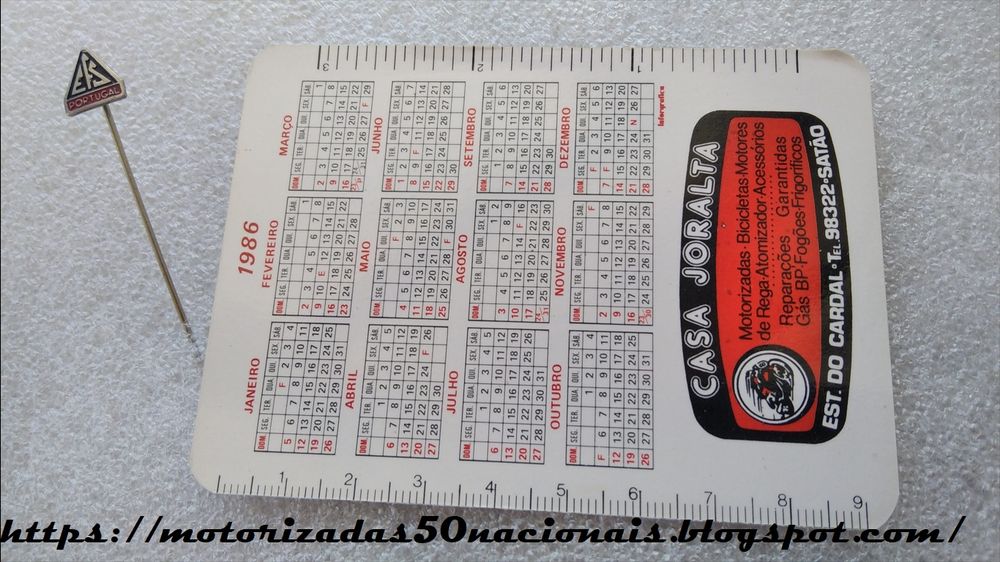 Calendário EFS GT Super de 1986 + Alfinete de Lapela EFS
