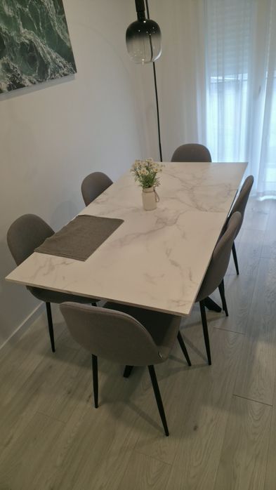 Mesa de Jantar Extensivel Mármore MDF