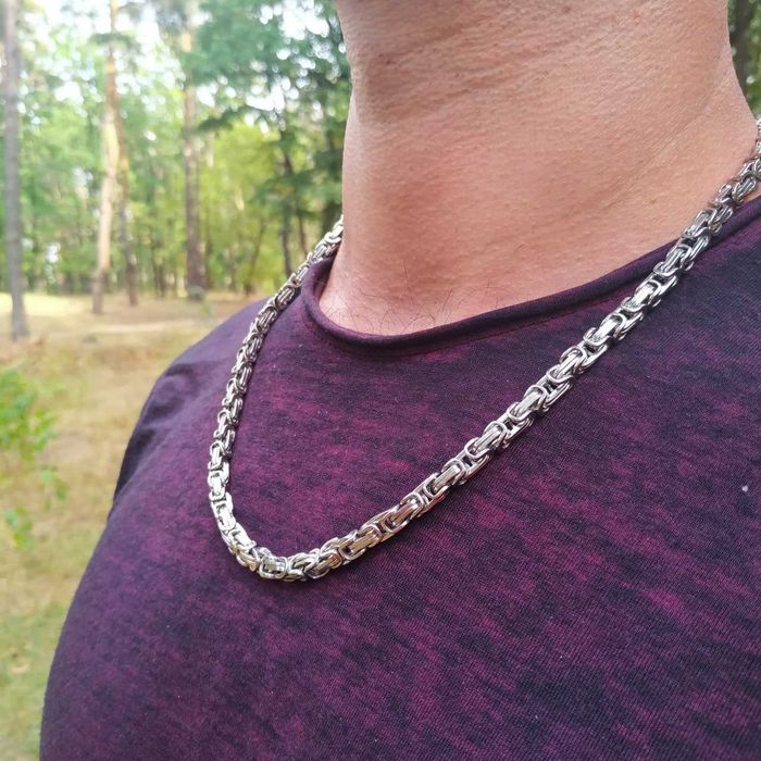 Ланцюжок чоловічий зі сталі сріблястий, 57 см на шию