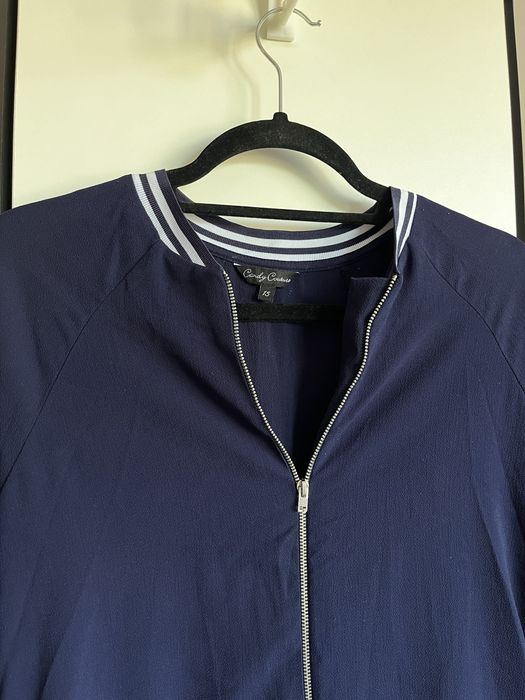 bluza narzutka granatowa w paski elegancka S