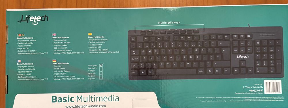 Teclado USB myLifeTech Basic Multimedia | NOVO na Caixa | Plug & Play
