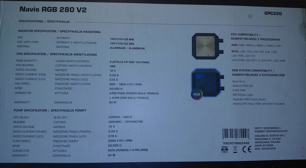 chłodzenie procesora SilentiumPC Navis RGB 280 V2