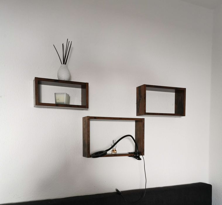 Kwietnik 3 sztuki prostokątne ścienne półki loft