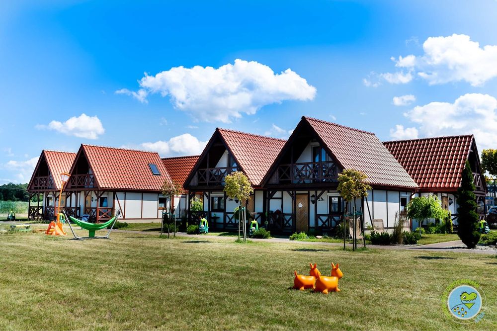 Domki ŁEBA Osada Pod Dinozaurami Nowecin piętrowe 55 m2  z klimatyzacją, ogrzewane | Teren 5000m2, plac zabaw, boisko, silownia zewnetrzna, DINOZAURY