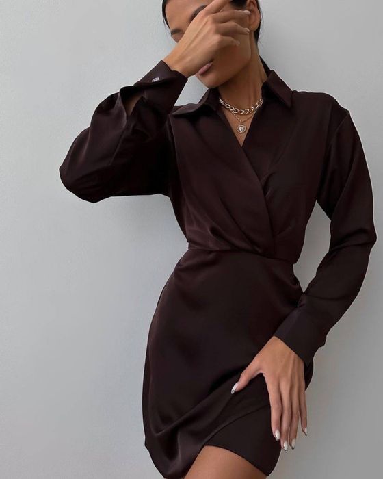 Женское платье шелк 42-46 черный,шоколад Жіноча сукня шовк Армані беж