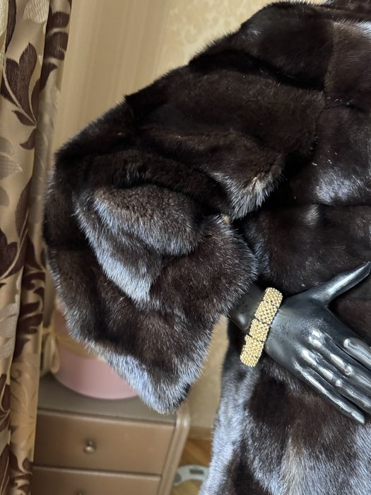 Норкова шуба 90 см, 42-46, поперечка, шоколад, норка